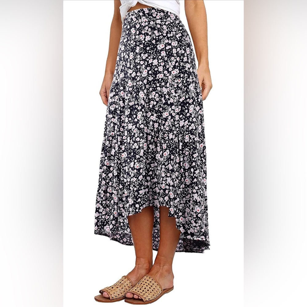 PRETTYGARDEN Women's Ditzy Floral Print Midi Skirt